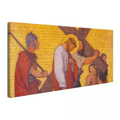 Obraz na płótnie Szymon z Cyreny pomaga Jezusowi nieść krzyż