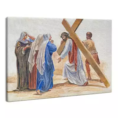 Zdjęcie na płótnie Jezus Niesie Krzyż Matka Boża