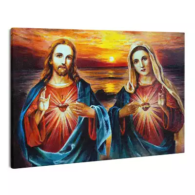 Zdjęcie na płótnie Serce Pana Jezusa i Maryi