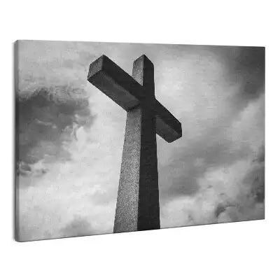 Zdjęcie na płótnie Kamienny krzyż i niebo