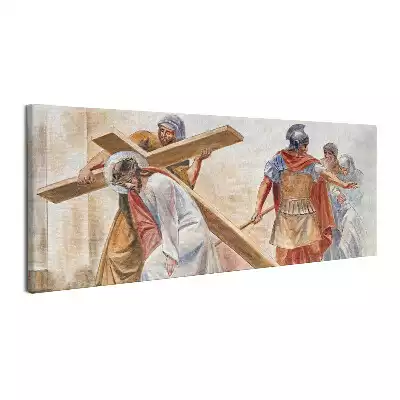 Obraz canvas Szymon Pomaga Nieść Krzyż Jezusowi
