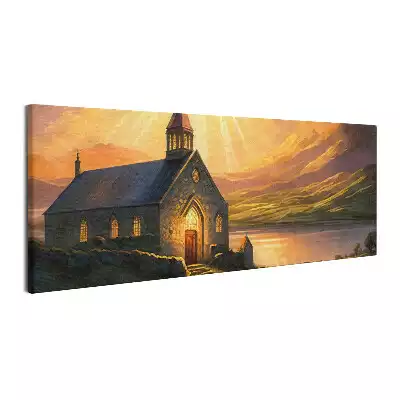 Obraz canvas Kościół zachód słońca