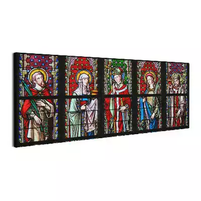 Obraz canvas Witraże - Święci Emiliusz, Joanna, Eugeniusz, Agnieszka i Augustyn