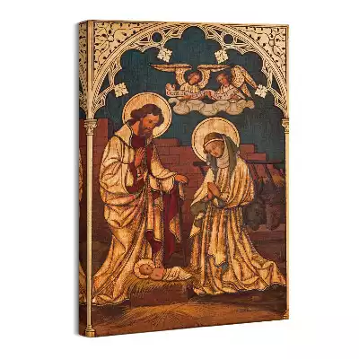 Obraz na płótnie Jóżef Maryja i Jezus w szopce Boże Narodzenie