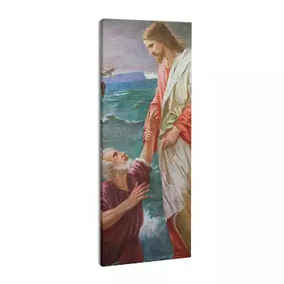 Obraz drukowany na płótnie Jezus i Piotr Na Jeziorze