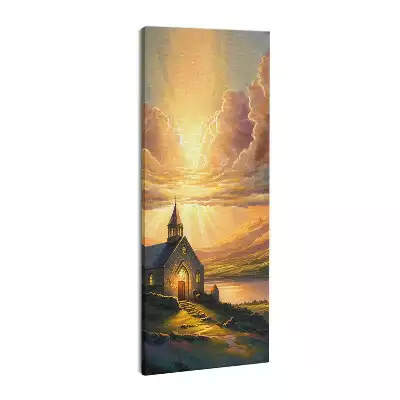 Obraz drukowany na płótnie Kościół zachód słońca