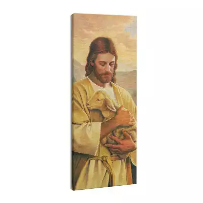 Obraz drukowany na płótnie Jezus Dobry Pasterz z owieczką