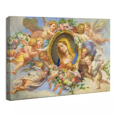 Obraz drukowany na płótnie Matka Boża i Anioły