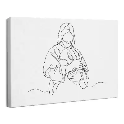 Obraz drukowany na płótnie Jezus Dobry Pasterz Line Art