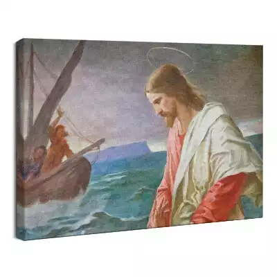 Obraz drukowany na płótnie Jezus i Piotr Na Jeziorze