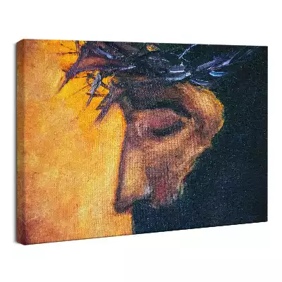 Obraz drukowany na płótnie Twarz Jezusa w koronie cierniowej