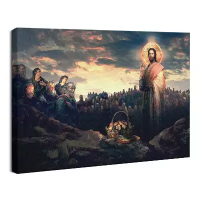 Obraz drukowany na płótnie Cud rozmnożenie ryb i chleba