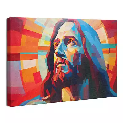 Obraz drukowany na płótnie Kolorowa ilustracja twarz Jezusa