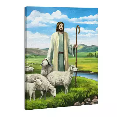 Zdjęcie na płótnie Pan Jezus Dobry Pasterz Owce