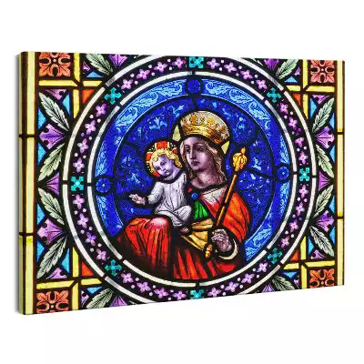 Obraz na płótnie abstrakcja Witraż Matki Boskiej z dzieciątkiem Jezus