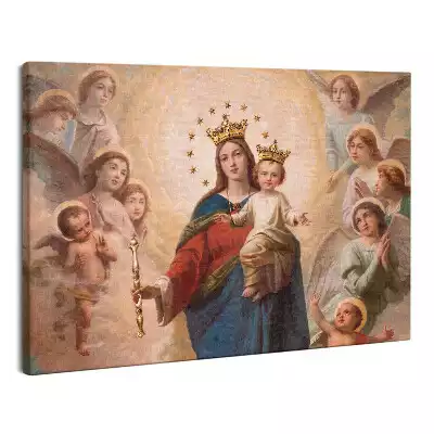 Obraz canvas Maryja z dzieciątkiem w niebie wśród aniołów