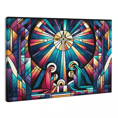 Obraz canvas Kolorowy witraż świętej rodziny Boże Narodzenie