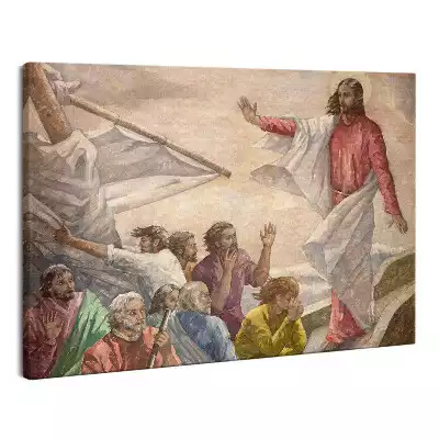 Obraz na płótnie Jezus na łodzi z uczniami