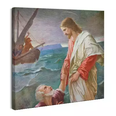 Obraz na płótnie Jezus i Piotr Na Jeziorze