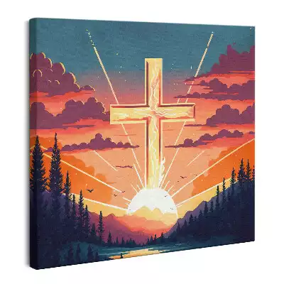 Obraz na płótnie Krzyż o zachodzie słońca