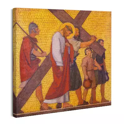 Obraz na płótnie Szymon z Cyreny pomaga Jezusowi nieść krzyż