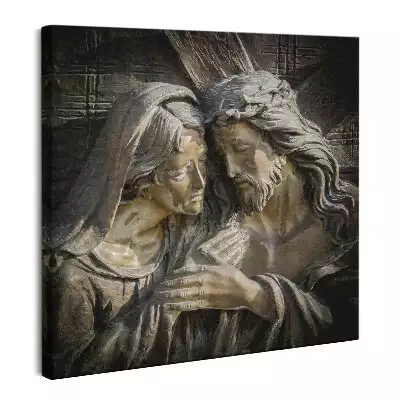 Obraz na płótnie Posąg z brązu Jezusa Chrystusa i Dziewicy Maryi