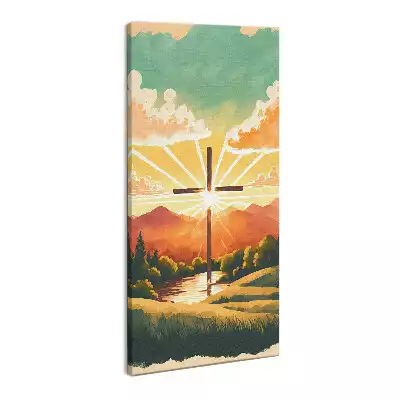 Foto obraz na płótnie Krzyż artwork Malowany