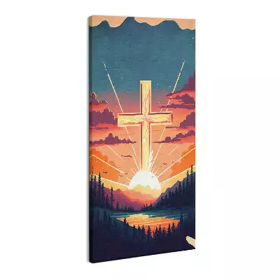 Foto obraz na płótnie Krzyż o zachodzie słońca