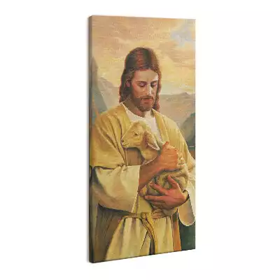 Foto obraz na płótnie Jezus Dobry Pasterz z owieczką