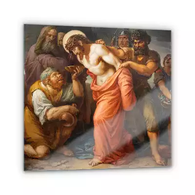 Obraz szklany Jezus odarty z szat droga krzyżowa