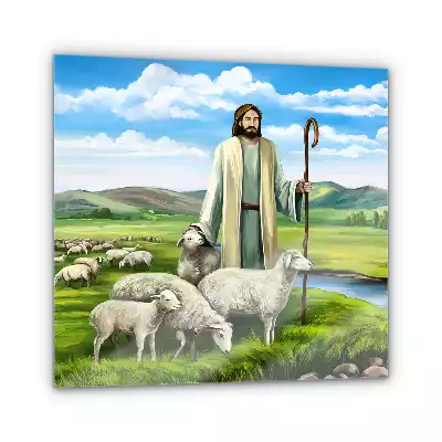 Obraz szklany Pan Jezus Dobry Pasterz Owce