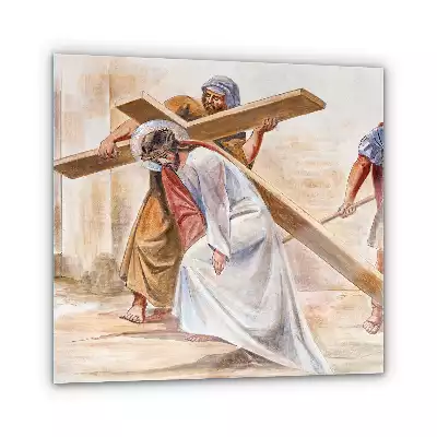 Obraz szklany Szymon Pomaga Krzyż Jezusowi