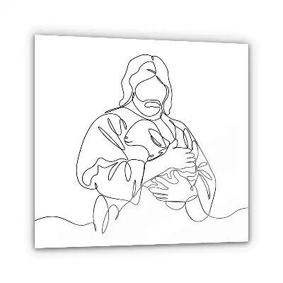 Obraz na szkle Jezus Dobry Pasterz Line Art