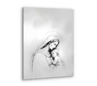 Obraz szklany Maryja z dzieciątkiem Jezus szkic