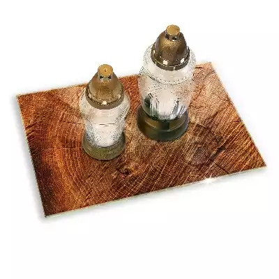 Szklana podstawka pod znicz prostokątna Drewno słoje drzewa