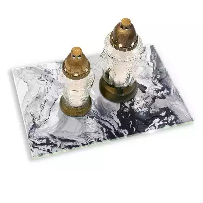 Szklana podstawka pod znicz prostokątna Abstrakcja tusz