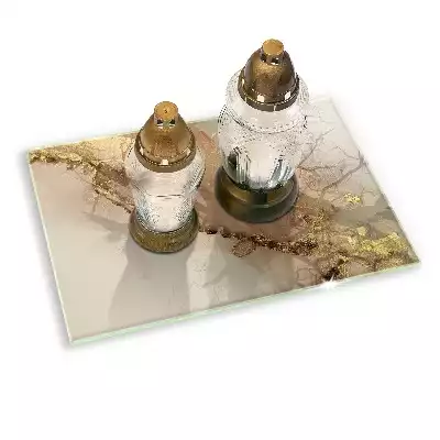 Szklana podstawka pod znicz prostokątna Abstrakcja złoto