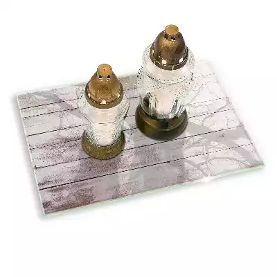 Szklana podstawka pod znicz prostokątna Stare deski drewno