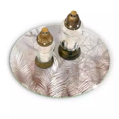 Podstawka pod znicz okrągła Roślinność boho liście