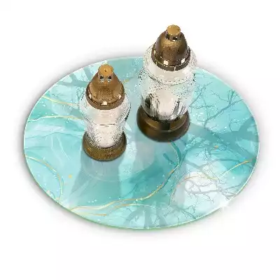 Podstawka pod znicz okrągła Błękitno-złota abstrakcja