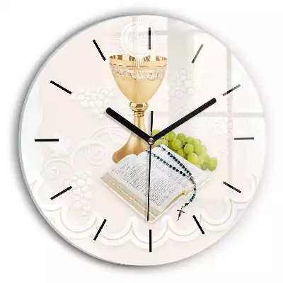 Zegar szklany okrągły Pamiątka Komunia Święta