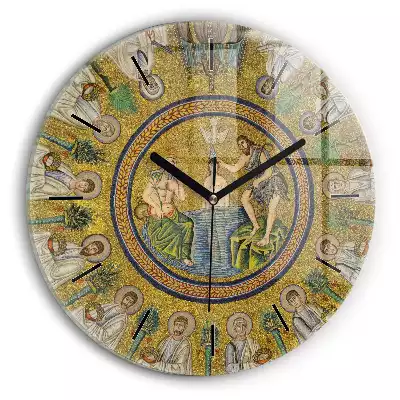 Zegar szklany okrągły Chrzest Święty Jezusa