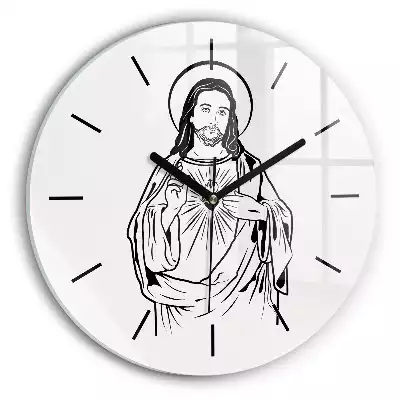 Zegar szklany okrągły Ilustracja Pan Jezus