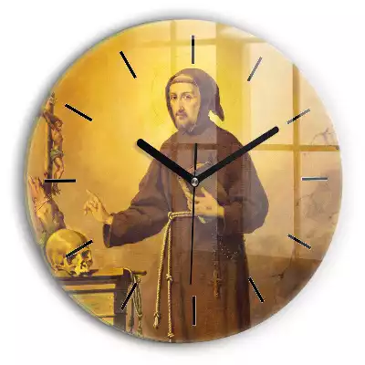 Zegar szklany okrągły Święty Franciszek z Asyżu