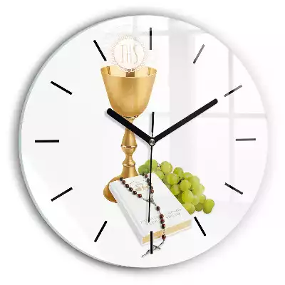 Zegar szklany okrągły Pierwsza Komunia Święta