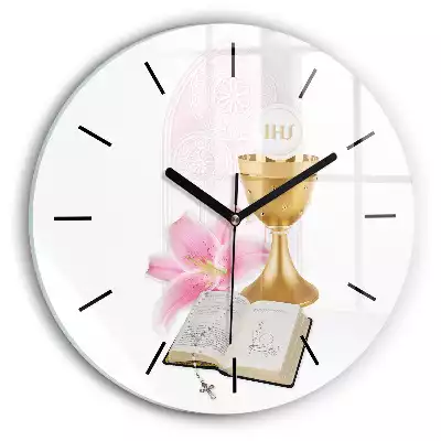 Zegar szklany okrągły Pamiątka pierwsza Komunia