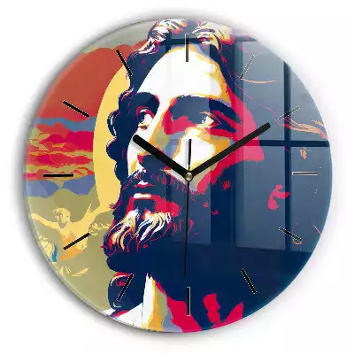 Zegar szklany okrągły Jezus i Duch Święty