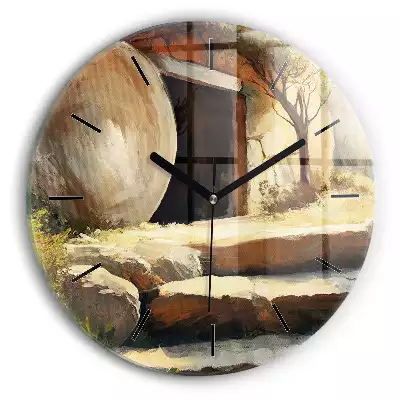 Zegar szklany okrągły Otwarty grób Jezusa