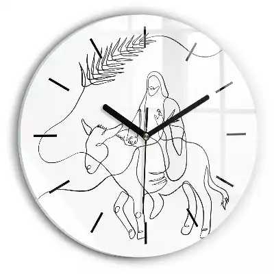 Zegar szklany okrągły Grafika Jezus na osiołku