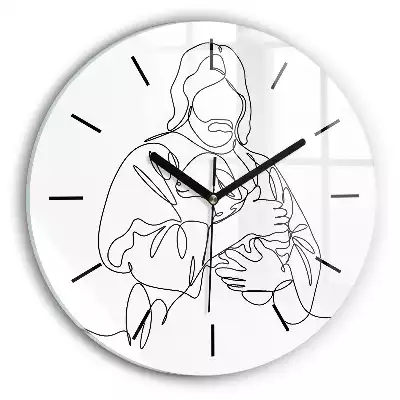Zegar szklany okrągły Grafika Jezus z owieczką